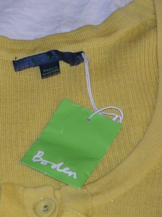 NWT Boden 100% Wool Ruffle Henley Knit Knee Length Dress Yellow 14R - Picture 5 of 10